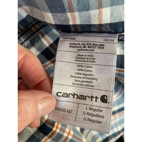 Carhartt Mens Relaxed Fit Plaid Short Sleeve Button-Up Shirt L - Picture 6 of 12